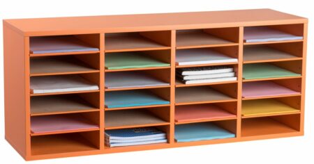 AdirOffice Wood Adjustable Literature Organizer 16 Compartment, Orange 