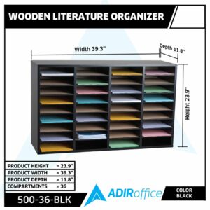 36 Compartment Wooden Literature Organizer