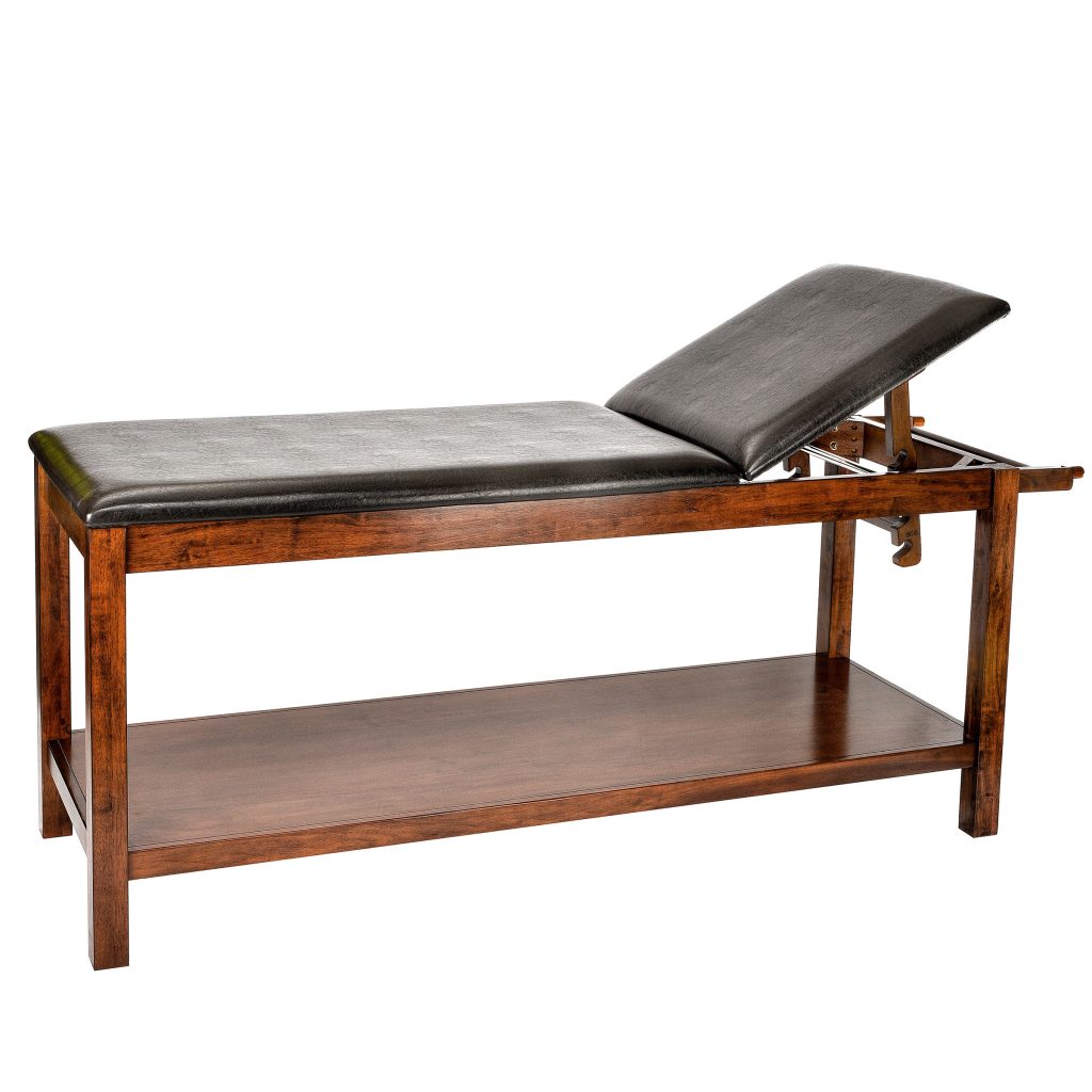 Mahogany Wooden Exam Table w/ Full Shelf Alpine