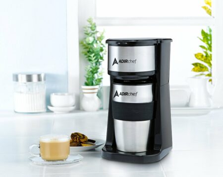 AdirChef Single Serve Coffee Maker, 15 oz. Capacity, Grab & Go, W/Coffee  Mug, Orange