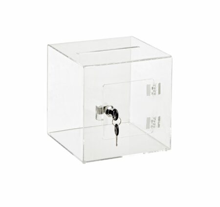 Clear Acrylic Ballot Donation Box With Easy Open Rear Door Alpine