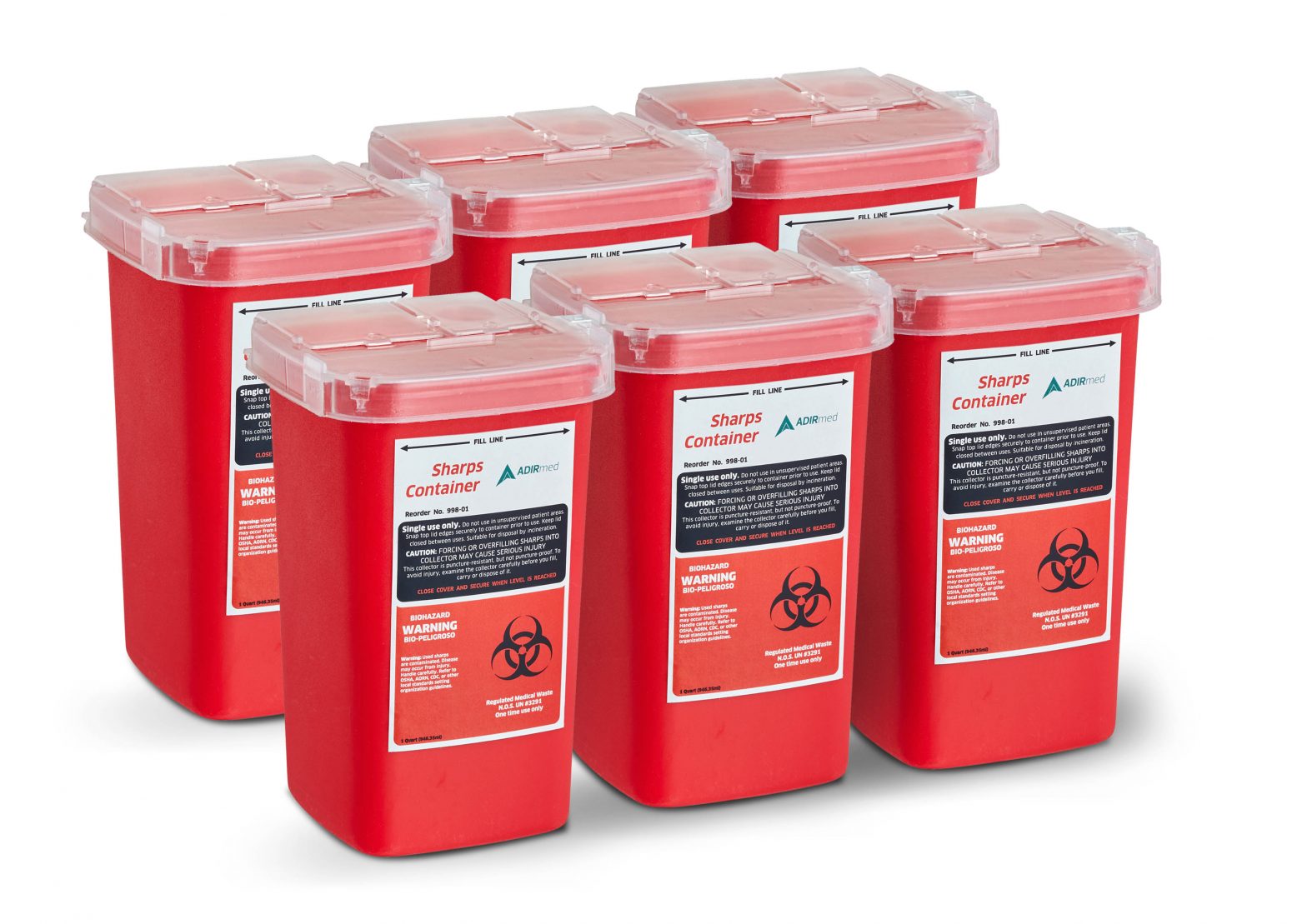 Sharps and Needle Disposal Container 1 Quart – 6 Pack – Alpine