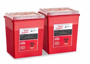 Sharps Container 5 Quart with Mailbox Style Horizontal Lid – 2 Pack