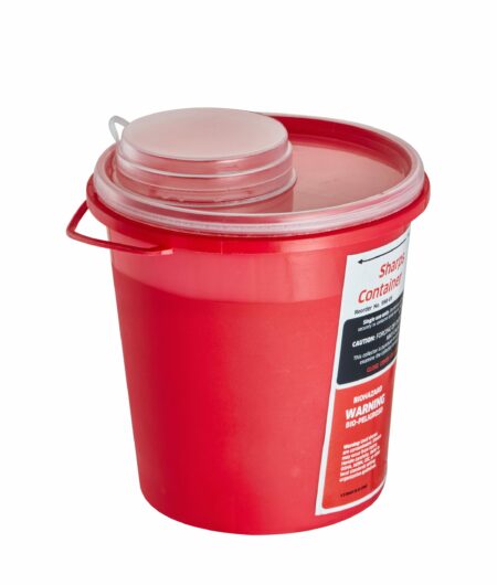 Sharps Container 5 Quart with Mailbox Style Horizontal Lid – 2 Pack