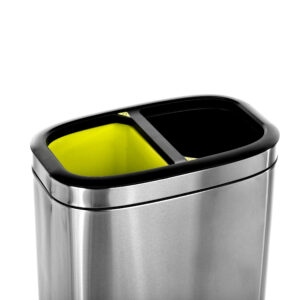 40 LITER / 10.5 GAL SLIM BRUSHED STAINLESS STEEL OPEN TRASH CAN DUAL COMPARTMENT