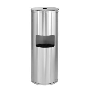 Floor Stand Gym Wipe Dispenser, with High Capacity Built-in Trash Can, Stainless Steel