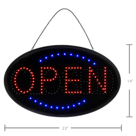Alpine Industries Red & Blue LED Lighted Business Shop Cafe Hanging Open Sign 