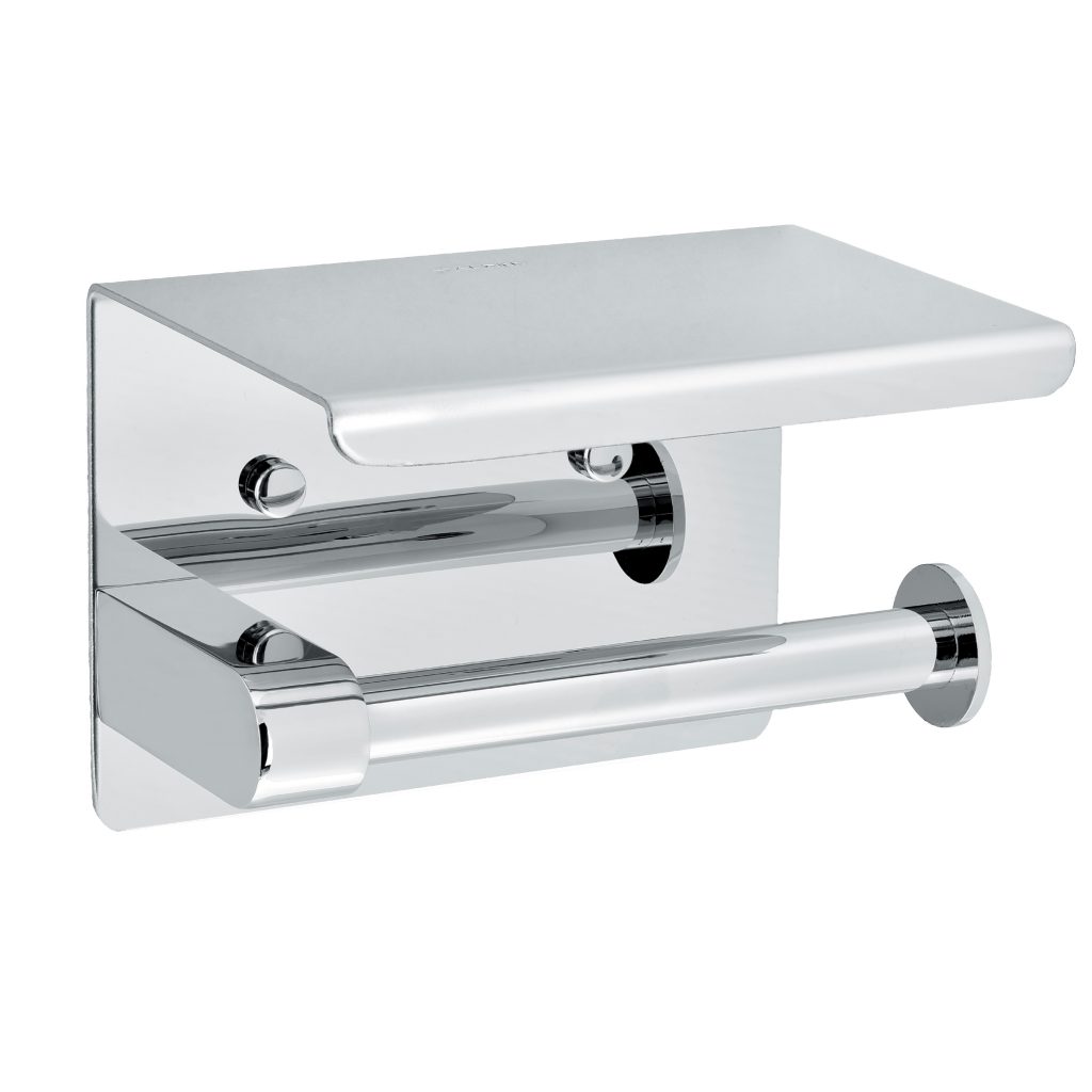 DISCONTINUED: ALPINE INDUSTRIES SINGLE TOILET PAPER HOLDER WITH SHELF