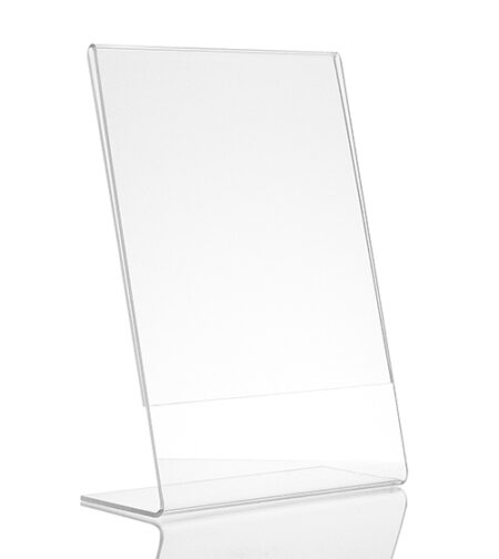 Alpine Industries 4" x 6" Clear Acrylic, Slant-Back, Side insert, Tabletop Sign Holder - 36 Pack