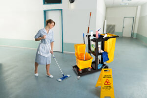 Alpine Industries Janitorial Cleaning Cart with 3 Shelves