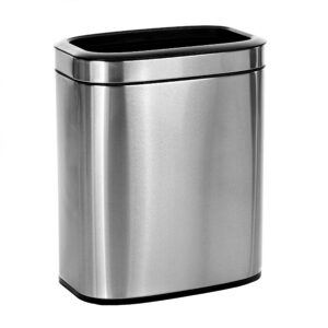 ALPINE INDUSTRIES 20 L / 5.3 GAL SLIM BRUSHED STAINLESS STEEL OPEN TRASH CAN