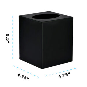 BLACK ACRYLIC TISSUE BOX COVER 5.5? X 4.75? X 4.75?