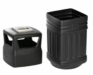 ALPINE INDUSTRIES OUTDOOR/INDOOR TRASH CAN WITH ASH URN, BLACK, 16-GALLON CAPACITY