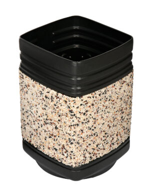 ALPINE INDUSTRIES OUTDOOR/INDOOR TRASH CAN WITH ASH URN, BLACK, DECORATIVE PANELS, 16-GALLON CAPACITY