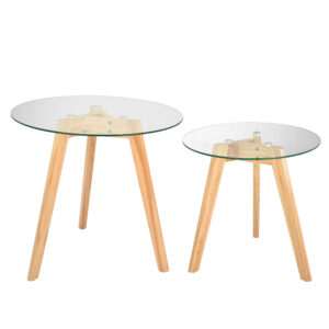 ADIRHOME “TOTALLY NATURAL” GLASS TOP TABLES IN TWO SIZES FIT ANYWHERE