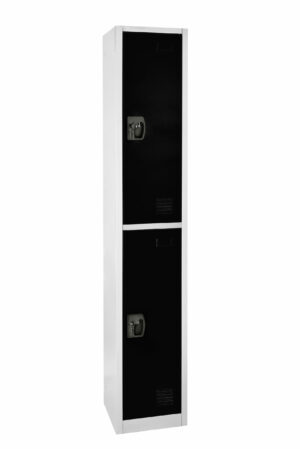 Large Black Locker with 2 doors 2 hooks.
