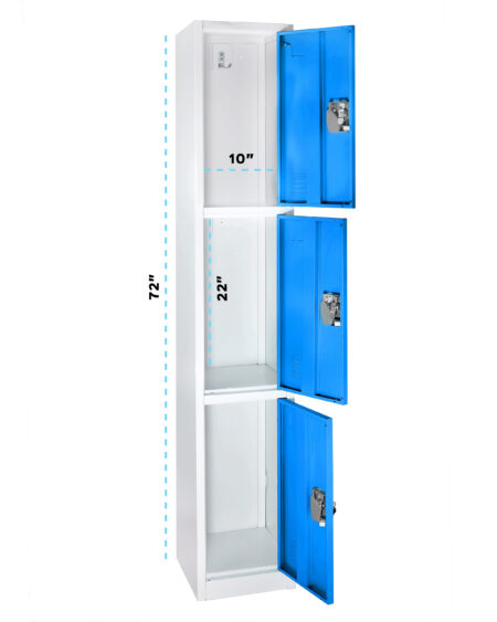 Large Blue Locker With 3 Doors 3 Hooks Alpine