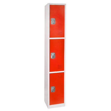 Large Red Locker with 3 doors 3 hooks