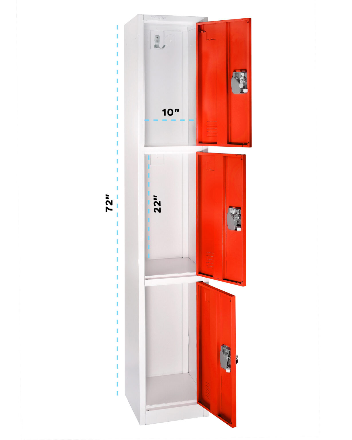 Large Red Locker with 3 doors 3 hooks – Alpine