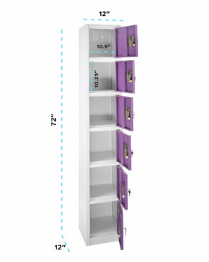 Large Purple Locker with 6 doors 6 hooks