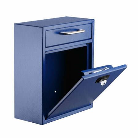 Durable Spacious Key or Combination Lock Box Perfect for After Hours Deposits Payments Key and Letter Drops Hanging Secured Postbox AdirOffice Ultimate Drop Box Wall-Mounted Mailbox Medium, Blue 