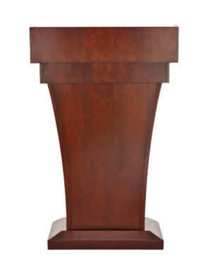 Wood Speaking Lectern, Drawer and Storage Area (Cherry Wood Grain)