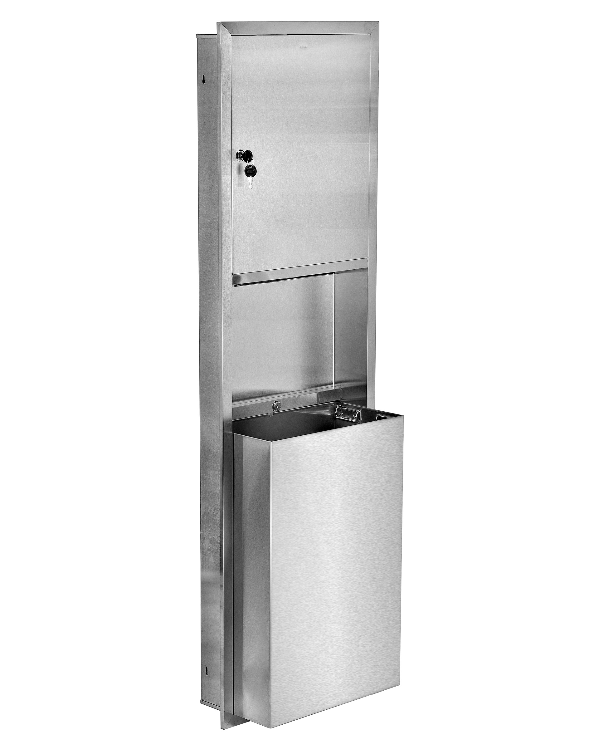 Recessed Stainless Steel Paper Towel Dispenser and Waste Receptacle Alpine