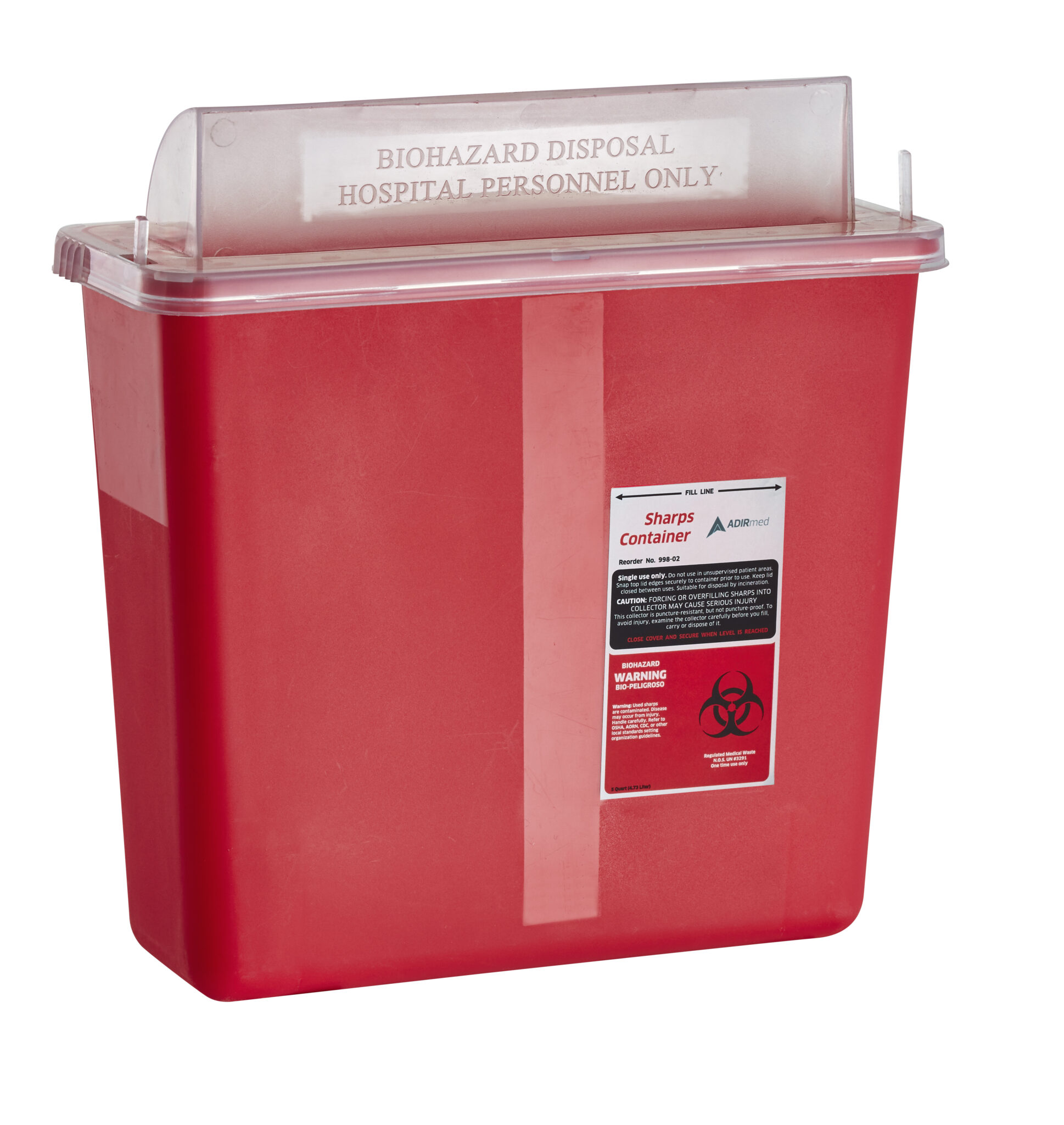 Sharps Container 5 Quart with Mailbox Style Horizontal Lid 2 Pack