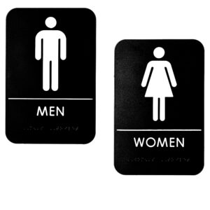 Alpine Industries Men's and Women's Restroom Signs, 3x9, Set of 2