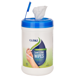 Clenz 80ct Light Lemon Scent Antibacterial Sanitizing Wipes, Case of 6