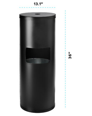 Black Floor Stand Gym Wipe Dispenser, with High-Capacity Built-in Trash Can