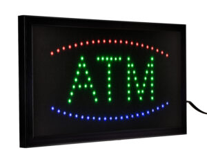 19" x 10" LED Rectangular Blue and Green ATM Sign with Two Display Modes