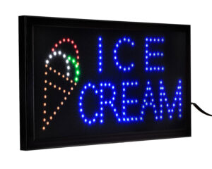 19" x 10" LED Rectangular Ice Cream Sign with Two Display Modes