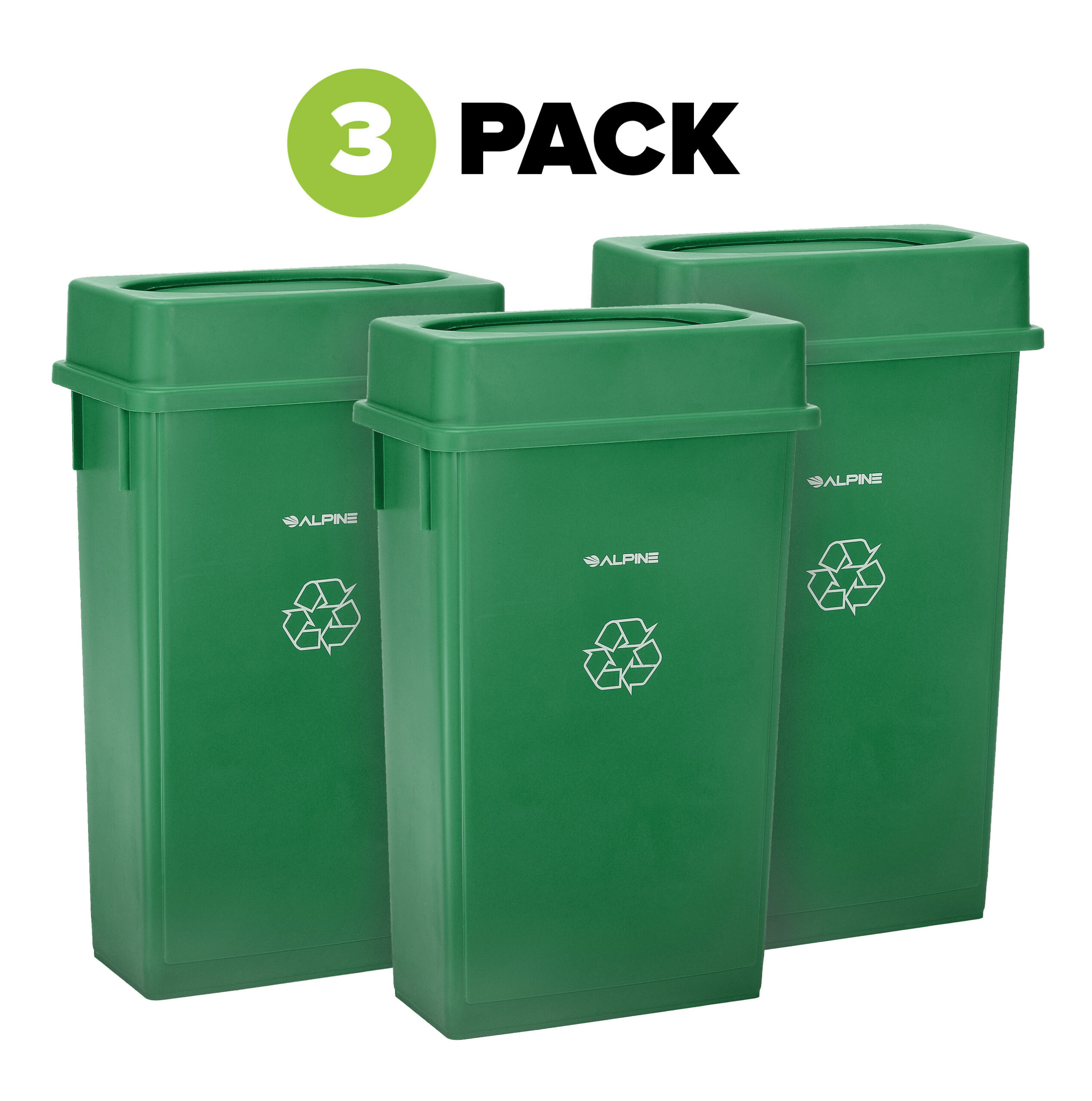 23 Gallon Slim Trash Can With Drop Shot Lids 3 Pack Alpine   4778 2 GRN 3 A Scaled 