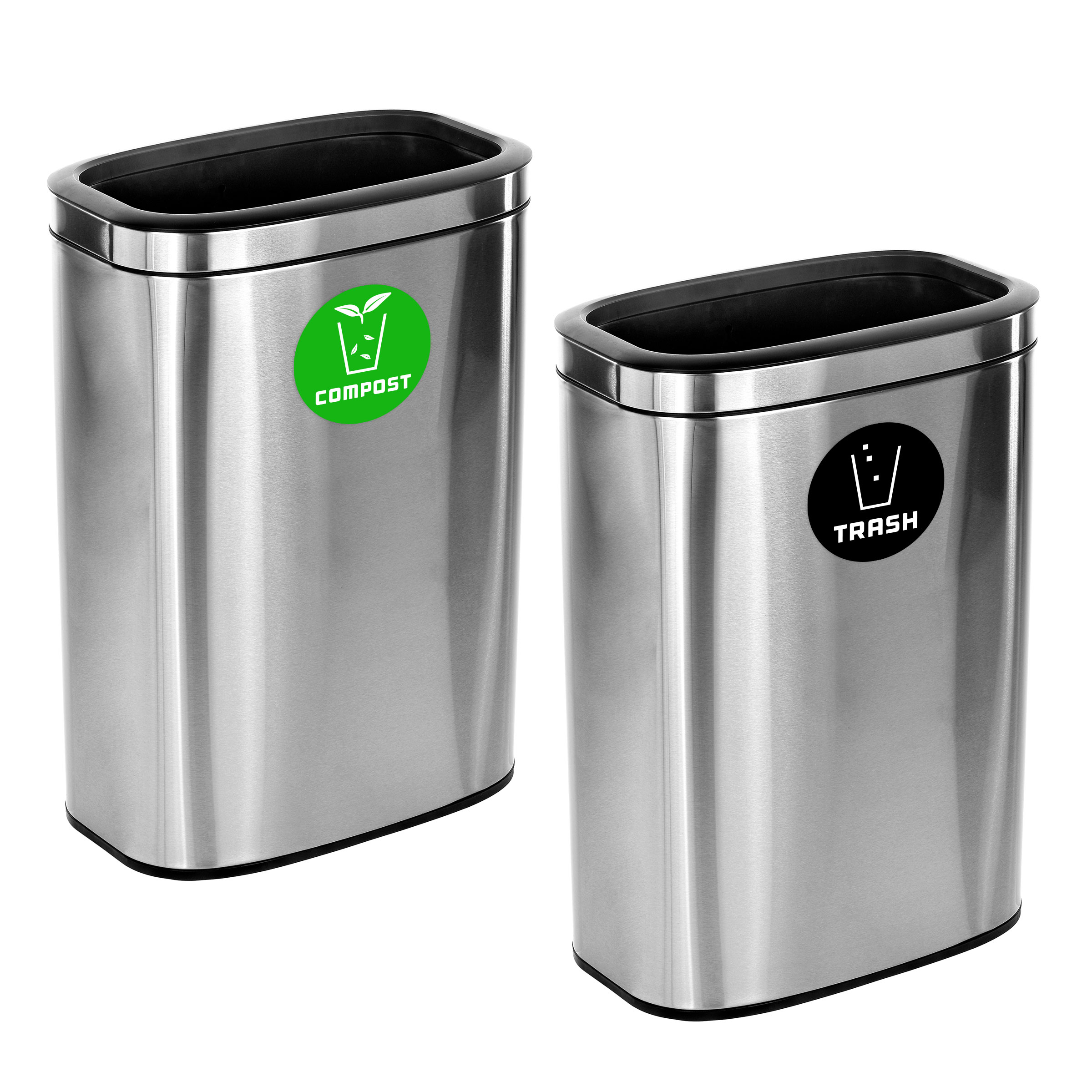 10.5 Gallon Stainless Steel Slim Open Recycling Stations – Alpine