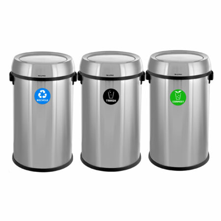 Stainless Steel Waste Bin, Swivel Lid Trash Can