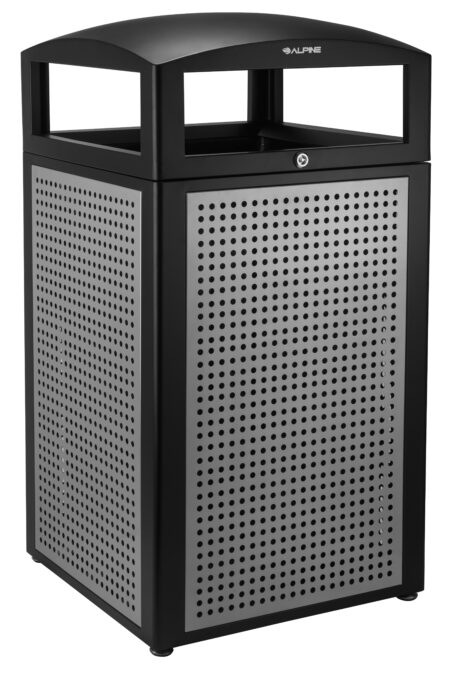 Rugged 40-Gallon All-Weather Trash Container with Steel Panels