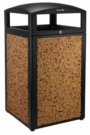 Rugged 40-Gallon All-Weather Trash Container with Stone Panels