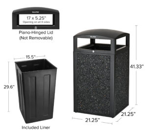 Rugged 40 Gallon All Weather Trash Container, Grey Stone