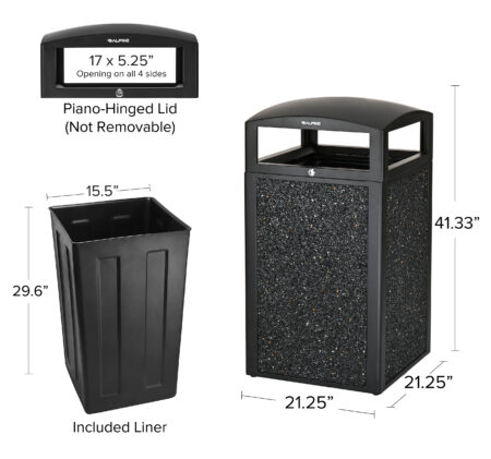 Rugged 40 Gallon All Weather Trash Container, Grey Stone – Alpine