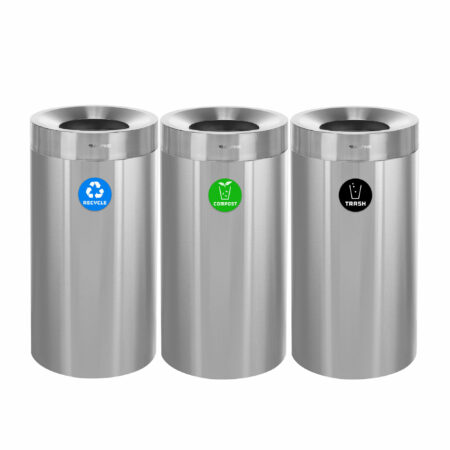 Stainless Steel Slim Open Trash Can, 10.5 Gallon | Alpine Industries