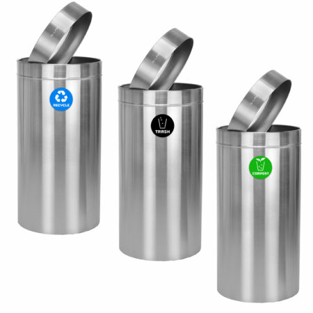 10.5 Gallon Stainless Steel Slim Open Recycling Stations – Alpine