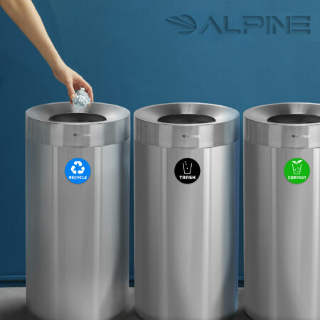 Alpine Stainless Steel Trash Can 10.5 Gallon Stainless Steel