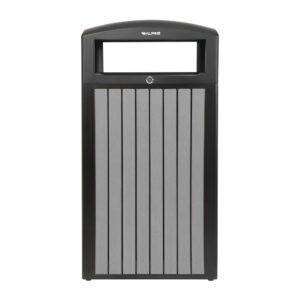 40 Gallon Outdoor Trash Container with Slatted Recycled Plastic Panels