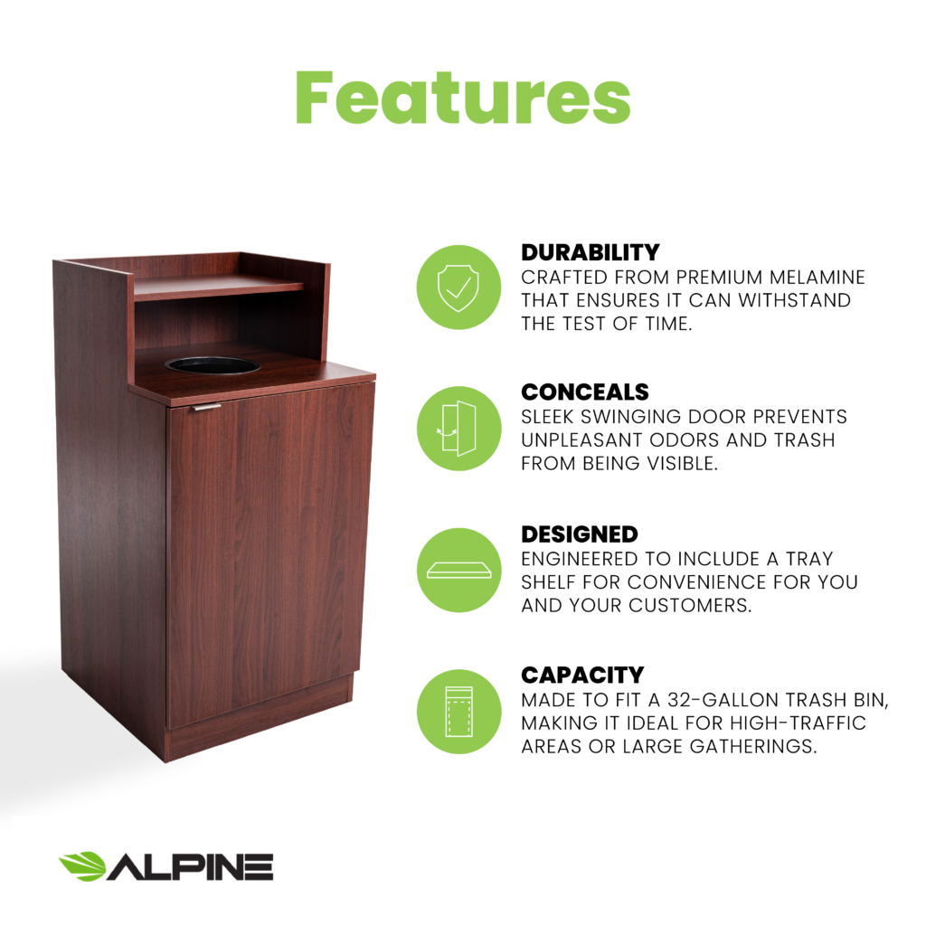 Mahogany Wooden Waste Receptacle – Drop Hole – Alpine