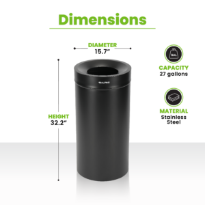 27 Gallon Stainless Steel Trash Can (Matte Black) – Alpine