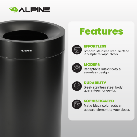 Alpine Commercial Indoor Trash Can 50 Gallon Stainless Steel - Office Depot