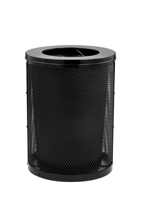 Round Diamond Steel Trash Can with Flat Lid and Liner – Alpine
